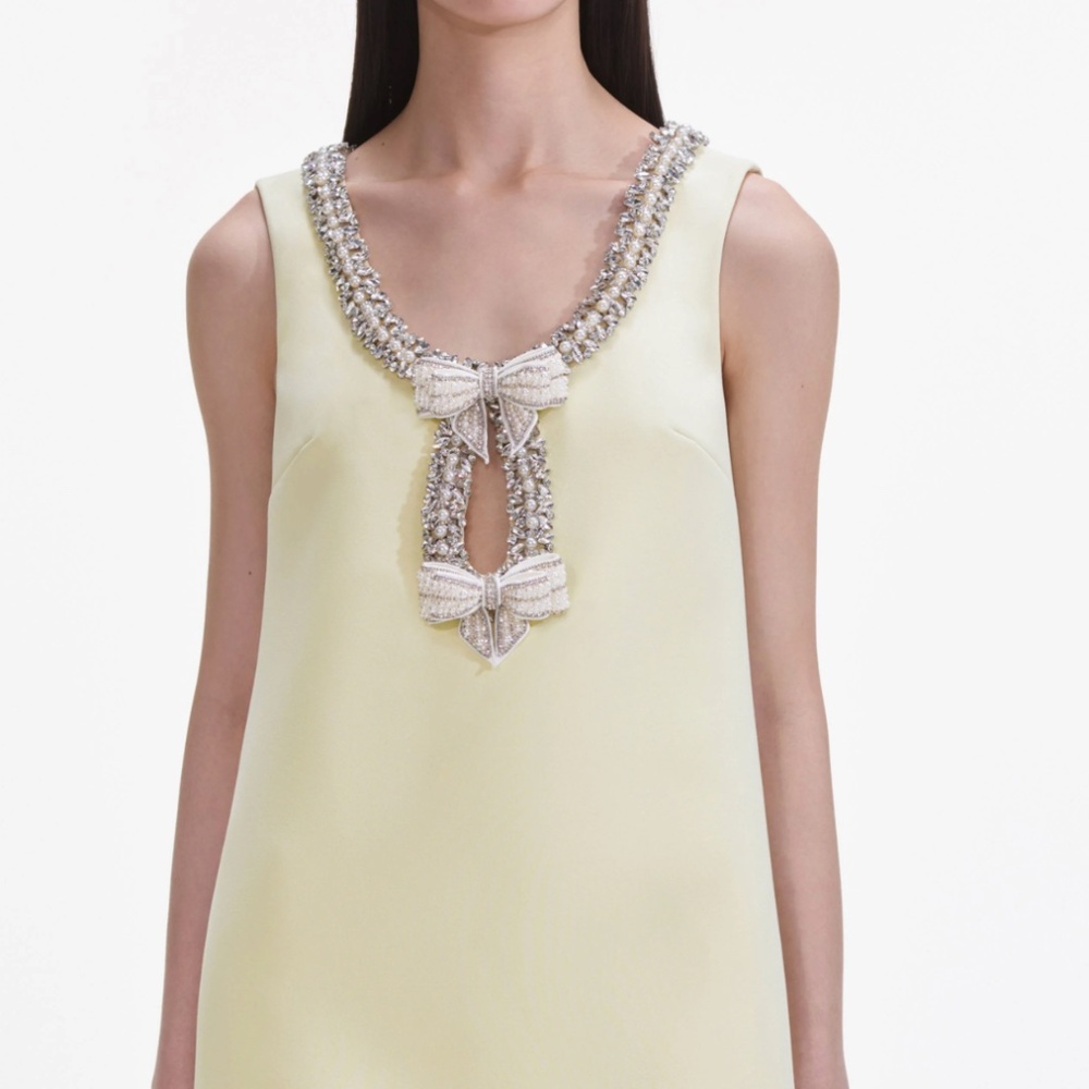 Self-Portrait Pale Yellow Embellished Mini Dress - Picture 4 of 13